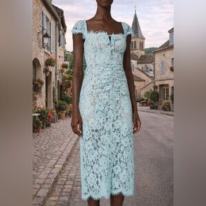light blue guipure dress